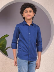 Crimsoune Club Boy's Blue 100% Cotton Shirt (7-8Y)