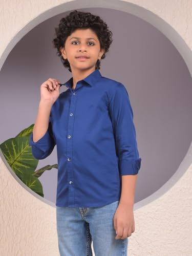Crimsoune Club Boy's Blue 100% Cotton Shirt (7-8Y)