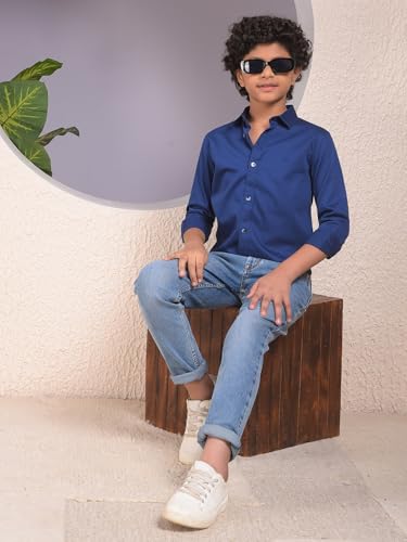 Crimsoune Club Boy's Blue 100% Cotton Shirt (7-8Y)