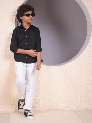 Crimsoune Club Boy's Black 100% Cotton Shirt (11-12Y)