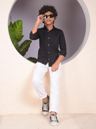 Crimsoune Club Boy's Black 100% Cotton Shirt (11-12Y)