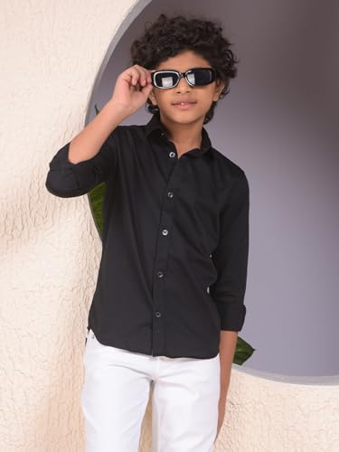 Crimsoune Club Boy's Black 100% Cotton Shirt (11-12Y)