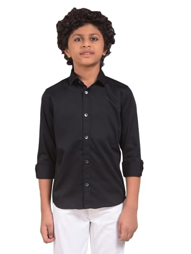 Crimsoune Club Boy's Black 100% Cotton Shirt (11-12Y)