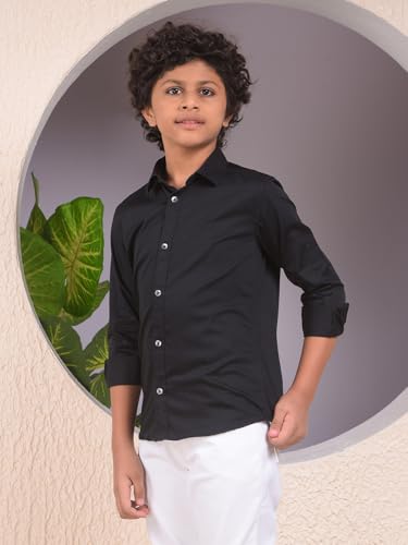 Crimsoune Club Boy's Black 100% Cotton Shirt (11-12Y)