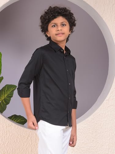 Crimsoune Club Boy's Black 100% Cotton Shirt (11-12Y)