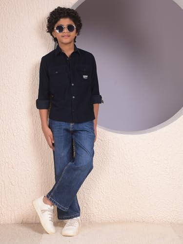 Crimsoune Club Boy's Blue 100% Cotton Corduory Shirt (11-12Y)