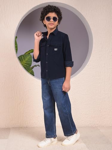 Crimsoune Club Boy's Blue 100% Cotton Corduory Shirt (11-12Y)