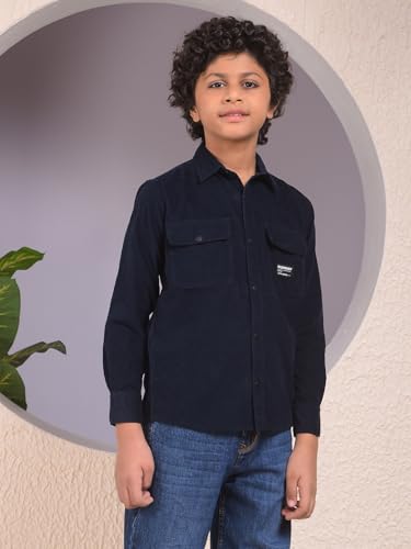 Crimsoune Club Boy's Blue 100% Cotton Corduory Shirt (11-12Y)