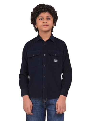 Crimsoune Club Boy's Blue 100% Cotton Corduory Shirt (11-12Y)