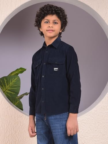 Crimsoune Club Boy's Blue 100% Cotton Corduory Shirt (11-12Y)