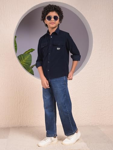 Crimsoune Club Boy's Blue 100% Cotton Corduory Shirt (11-12Y)