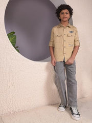Crimsoune Club Boy's Brown Stylish Shirt (11-12Y)