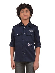 Crimsoune Club Boy's Blue Trendy Shirt (7-8Y)
