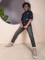 Crimsoune Club Boy's Blue Trendy Shirt (7-8Y)