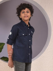 Crimsoune Club Boy's Blue Trendy Shirt (7-8Y)