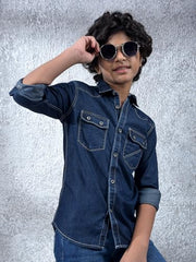 Crimsoune Club Boy's Blue 100% Cotton Shirt (5-6Y)