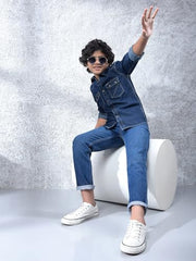 Crimsoune Club Boy's Blue 100% Cotton Shirt (5-6Y)