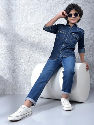 Crimsoune Club Boy's Blue 100% Cotton Shirt (5-6Y)