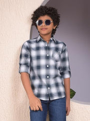 Crimsoune Club Boy's Green Checked 100% Cotton Shirt (7-8Y)