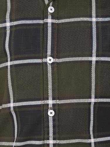 Crimsoune Club Boy's Green Checked 100% Cotton Shirt (13-14Y)