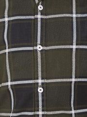 Crimsoune Club Boy's Green Checked 100% Cotton Shirt (13-14Y)