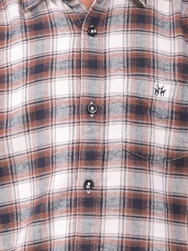 Crimsoune Club Boy's Brown Checked 100% Cotton Shirt (5-6Y)
