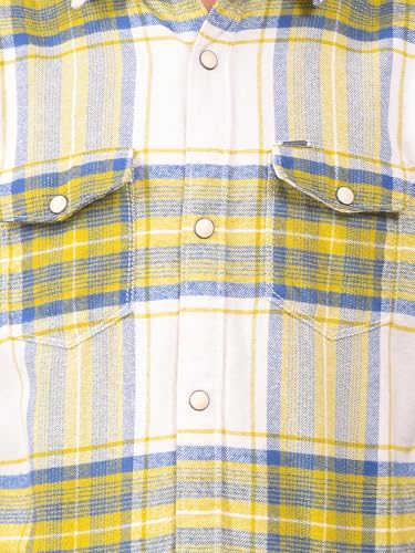 Crimsoune Club Boy's Yellow Checked 100% Cotton Shirt (13-14Y)