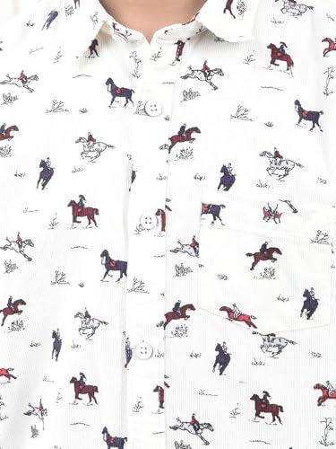 Crimsoune Club Boy's White Printed 100% Cotton Corduroy Shirt (11-12Y) - Goyalsons ShopMax