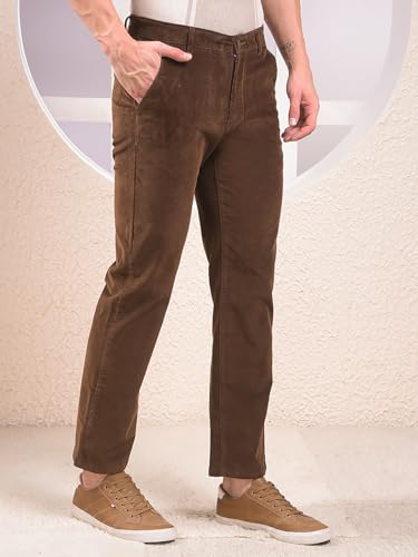 Crimsoune Club Men's Brown Straight Corduroy Trousers (38)