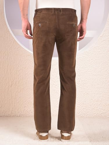 Crimsoune Club Men's Brown Straight Corduroy Trousers (38)
