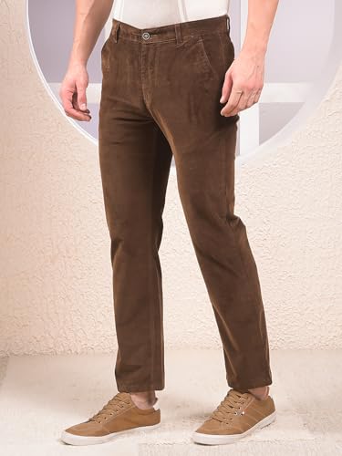 Crimsoune Club Men's Brown Straight Corduroy Trousers (38)