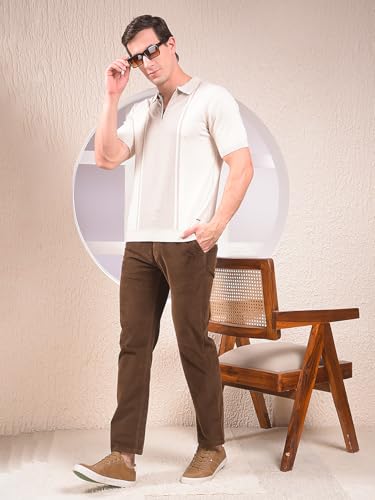 Crimsoune Club Men's Brown Straight Corduroy Trousers (38)