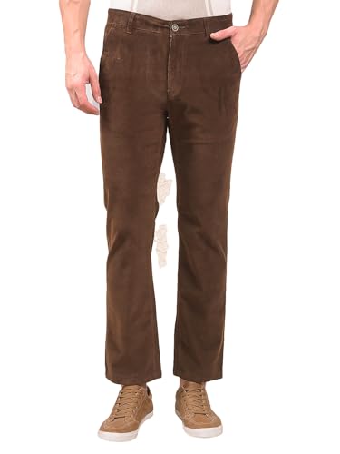 Crimsoune Club Men's Brown Straight Corduroy Trousers (38)