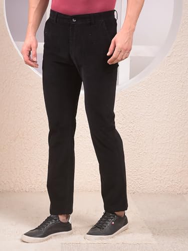 Crimsoune Club Men's Black Straight Corduroy Trousers (40)