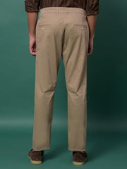 Crimsoune Club men's khaki casual trousers, slim fit with front pockets and belt loops, displayed on a neutral background.