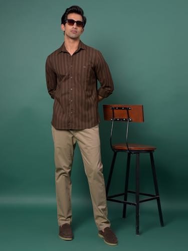 Crimsoune Club men's khaki casual trousers displayed on a hanger, showcasing the fabric and fit of the lower casual trouser.