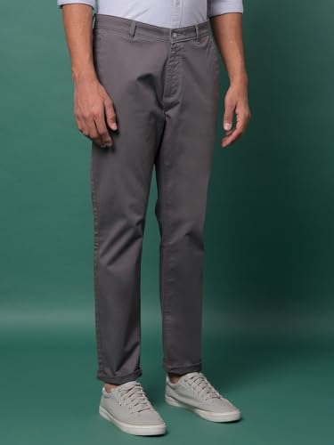 Crimsoune Club men's grey casual trousers, slim-fit style, made from comfortable fabric, shown on a model.