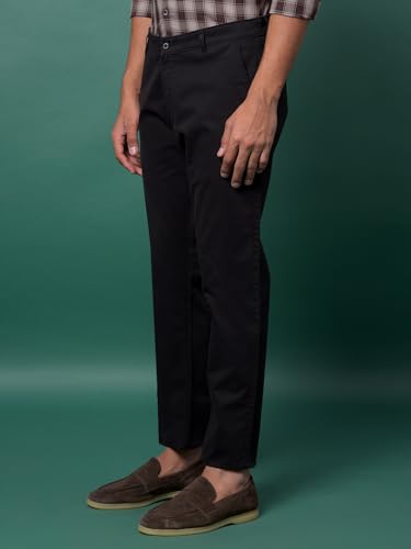 Black Crimsoune Club men's casual trousers displayed flat, featuring a relaxed fit, front pockets, and a classic design for everyday wear.