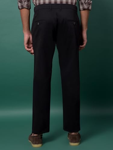 Black casual trousers for men by Crimsoune Club, featuring a comfortable fit and sleek design.