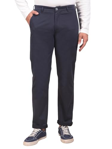 Crimsoune Club men's navy blue straight casual trousers, front view showing slim fit and classic design, for everyday wear.