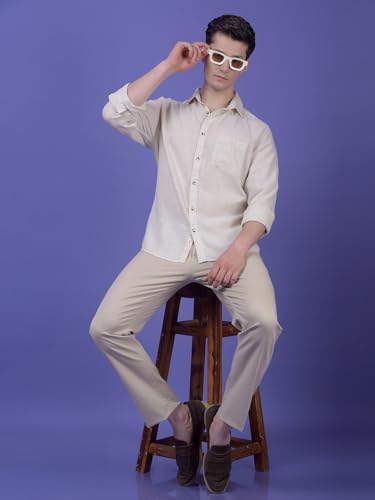 Crimsoune Club Men's Beige Printed Trousers