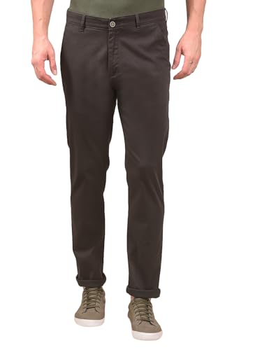 Crimsoune Club men's olive casual trousers displayed on a hanger, showcasing a slim-fit style and classic design.