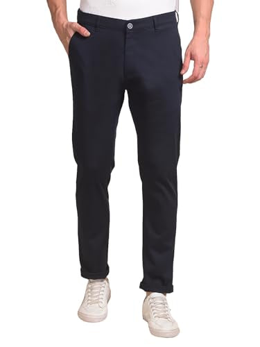 Crimsoune Club men's navy blue casual trousers, view of the fabric and fit, suitable for stylish everyday wear.