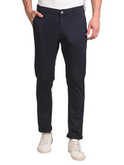 Crimsoune Club men's navy blue casual trousers, view of the fabric and fit, suitable for stylish everyday wear.