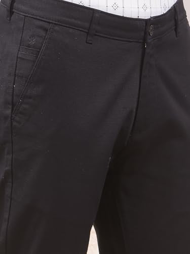 Crimsoune Club men's black casual trousers, with a slim fit design, showcasing front and side view for a stylish look.