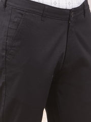 Crimsoune Club men's black casual trousers, with a slim fit design, showcasing front and side view for a stylish look.