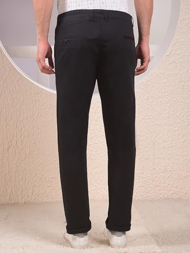 Black men's casual trousers from Crimsoune Club, tailored fit with a smooth fabric finish, suitable for everyday wear.