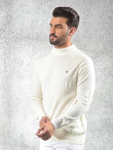 Crimsoune Club Men's Off White High-Neck Knitted Sweater (M)