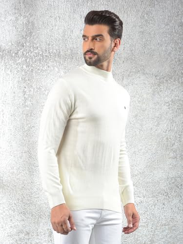 Crimsoune Club Men's Off White High-Neck Knitted Sweater (M)