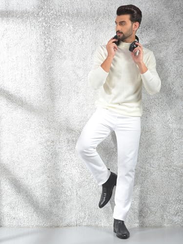 Crimsoune Club Men's Off White High-Neck Knitted Sweater (M)